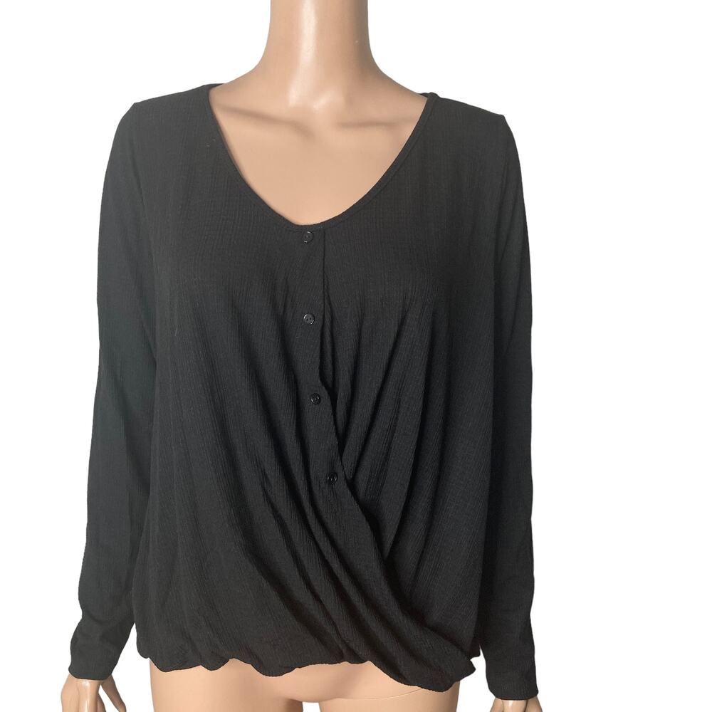 White Willow Shirt Womens Size Large Black Knit